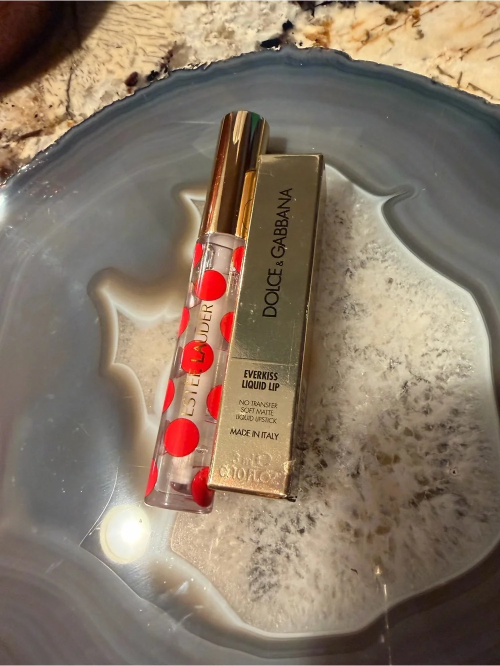 Dolce & Gabbana Red Lip Gloss & Estée Lauder Liquid Lipstick Duo Bundle Set